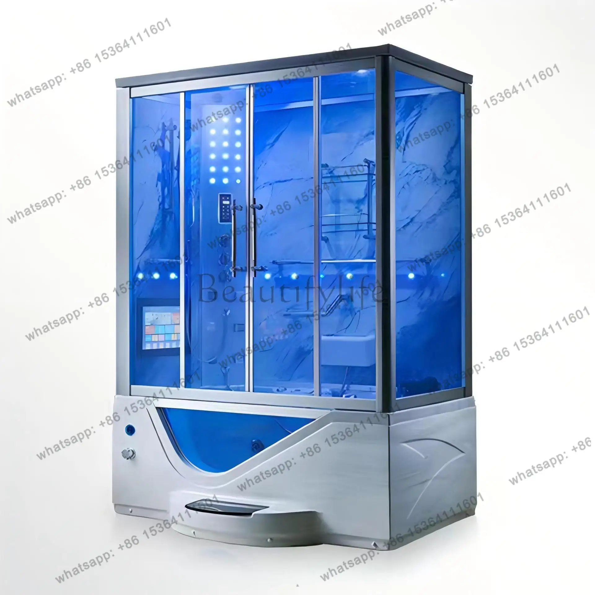 Integral luxury villa bathroom high-end rock slab steam shower room Jacuzzi bath integrated bath