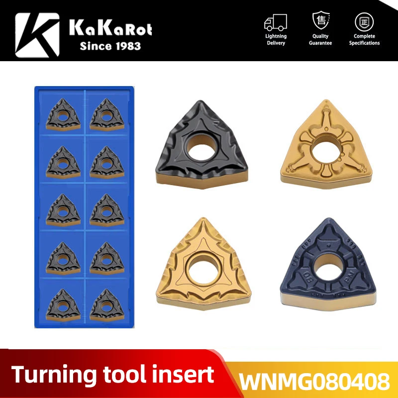 Kakarot Carbide Insert WNMG080404-CQ AP45  WNMG 080408-TM Turning Tools Rough machining CNC Lathe Cutter 10pcs Blade Plate