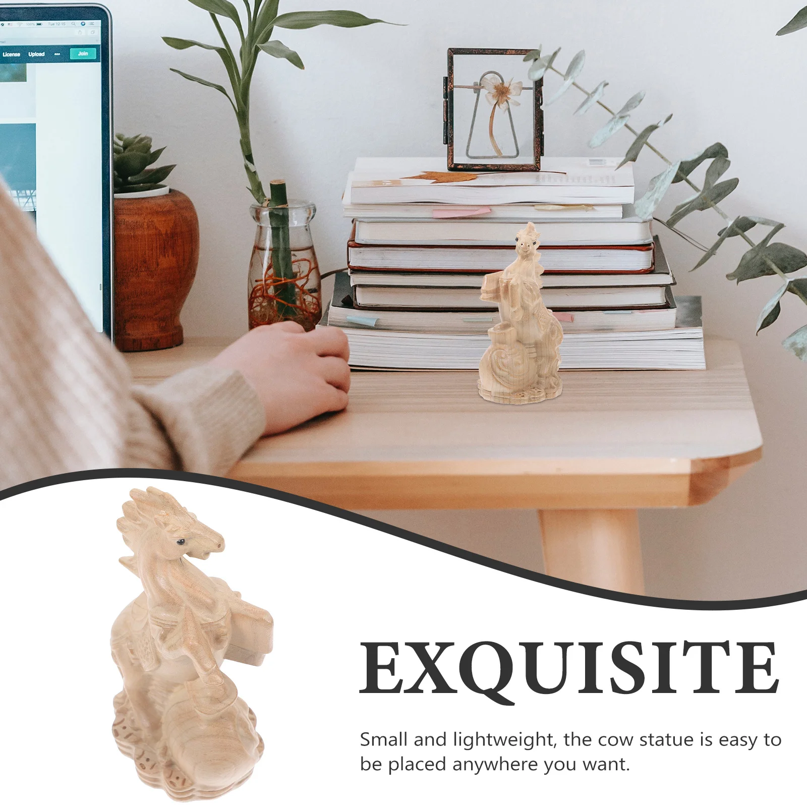 

Wood Carving Ornament Horse Animal Sculpture Smooth Surface Desktop Table Top Decor For Home Office Art Decoration