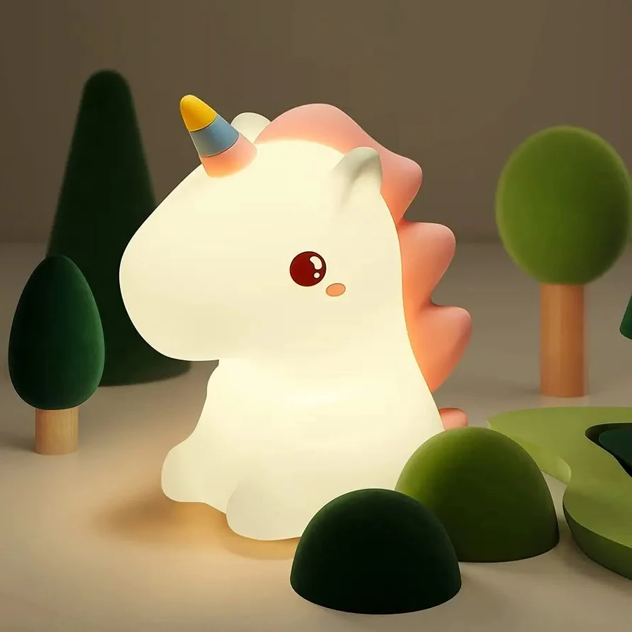 

unicorn Cute Silicone LED Night Light For Kids children USB Rechargeable Cartoon Animal for bedroom decor Touch Night Lamp gifts