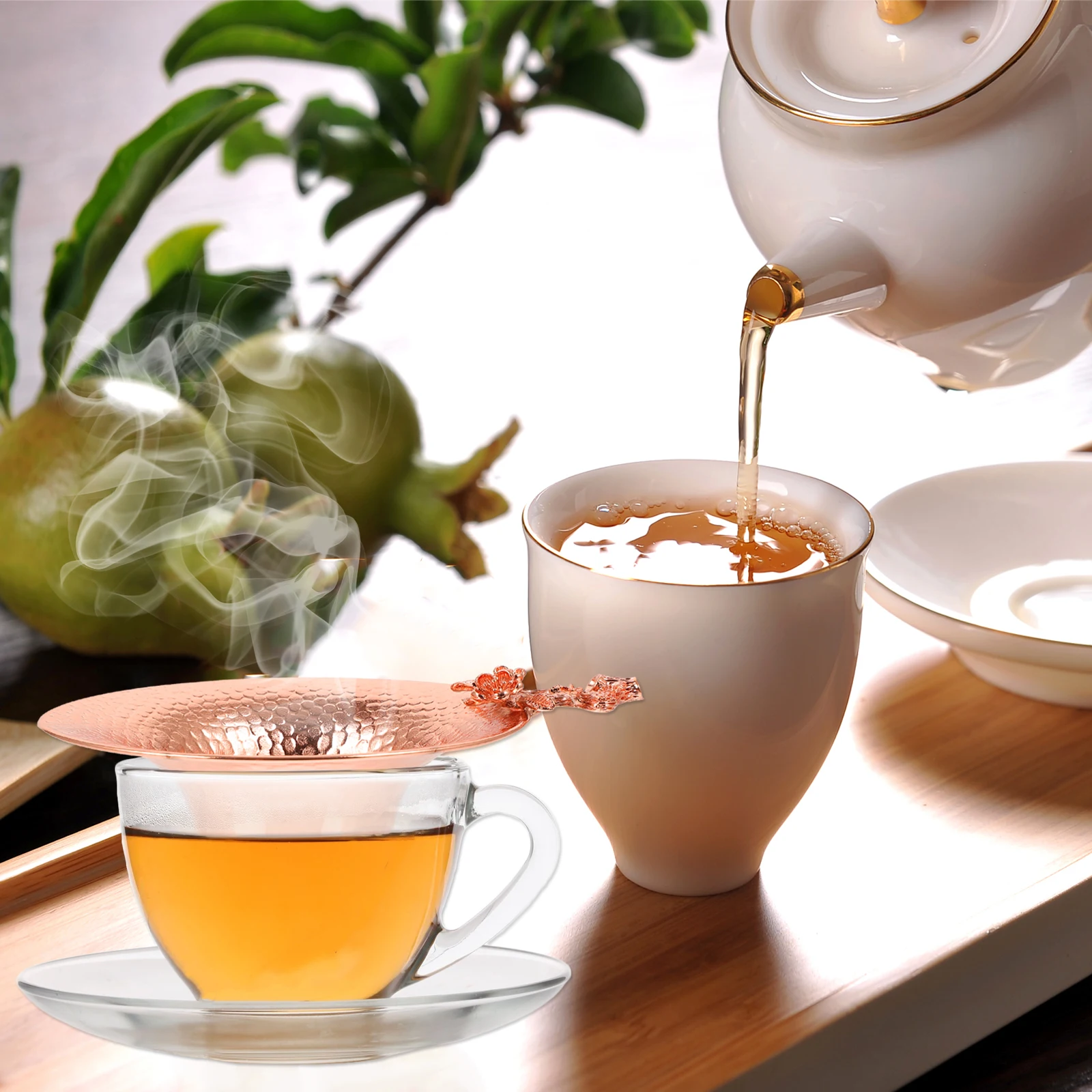 

1 pc Copper Plum Blossom Strainer Heat Resistant Tea Infuser For Home Practical Tea Funnel Teaware Supply Kitchen Bar Tool