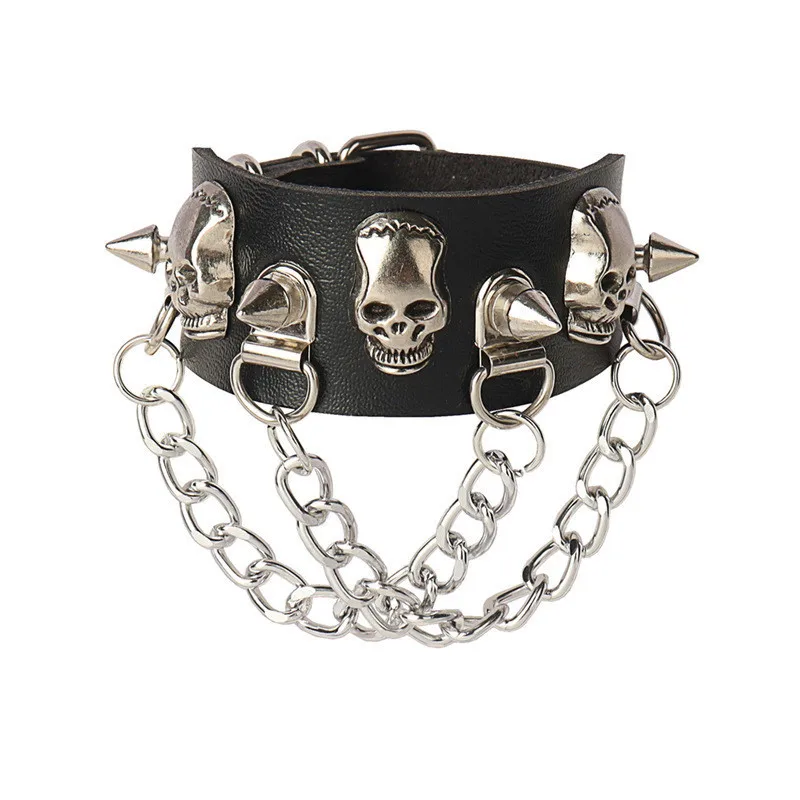 Bracciale in pelle PU bracciale Punk bracciale regolabile con polsino Goth bracciale con borchie bracciale con fibbia rivetto gotico per uomo donna