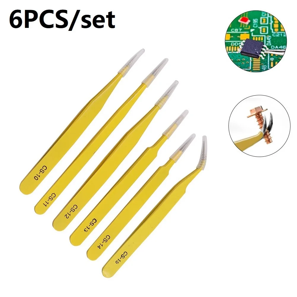 Forceps Tweezer Straight Tip Anti-static Tweezers CS-10/11/12/13/14/15 Industrial Tweezers Stainless Steel For Watch Repair