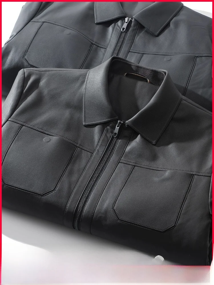 Eco-Superfiber Leather Jaet Men's Biker Sle 85 Goose down Filled Stand Collar Windproof 3D Design Busin Casual Coat