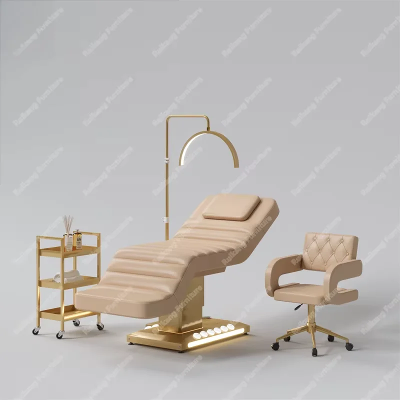 

Beauty salon aesthetician furniture gold bottom curve face bed