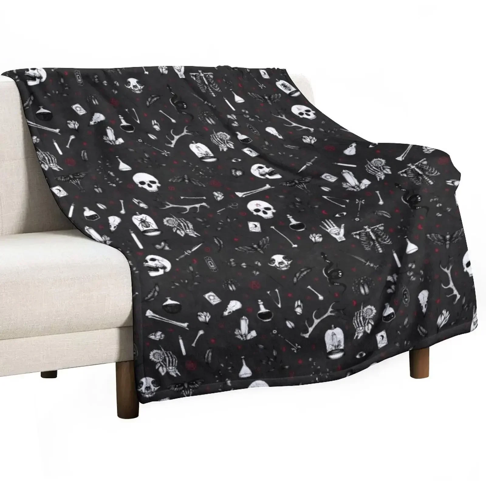 

Black and Red Witchy Pattern Throw Blanket Soft Plaid Bed Fashionable Blankets