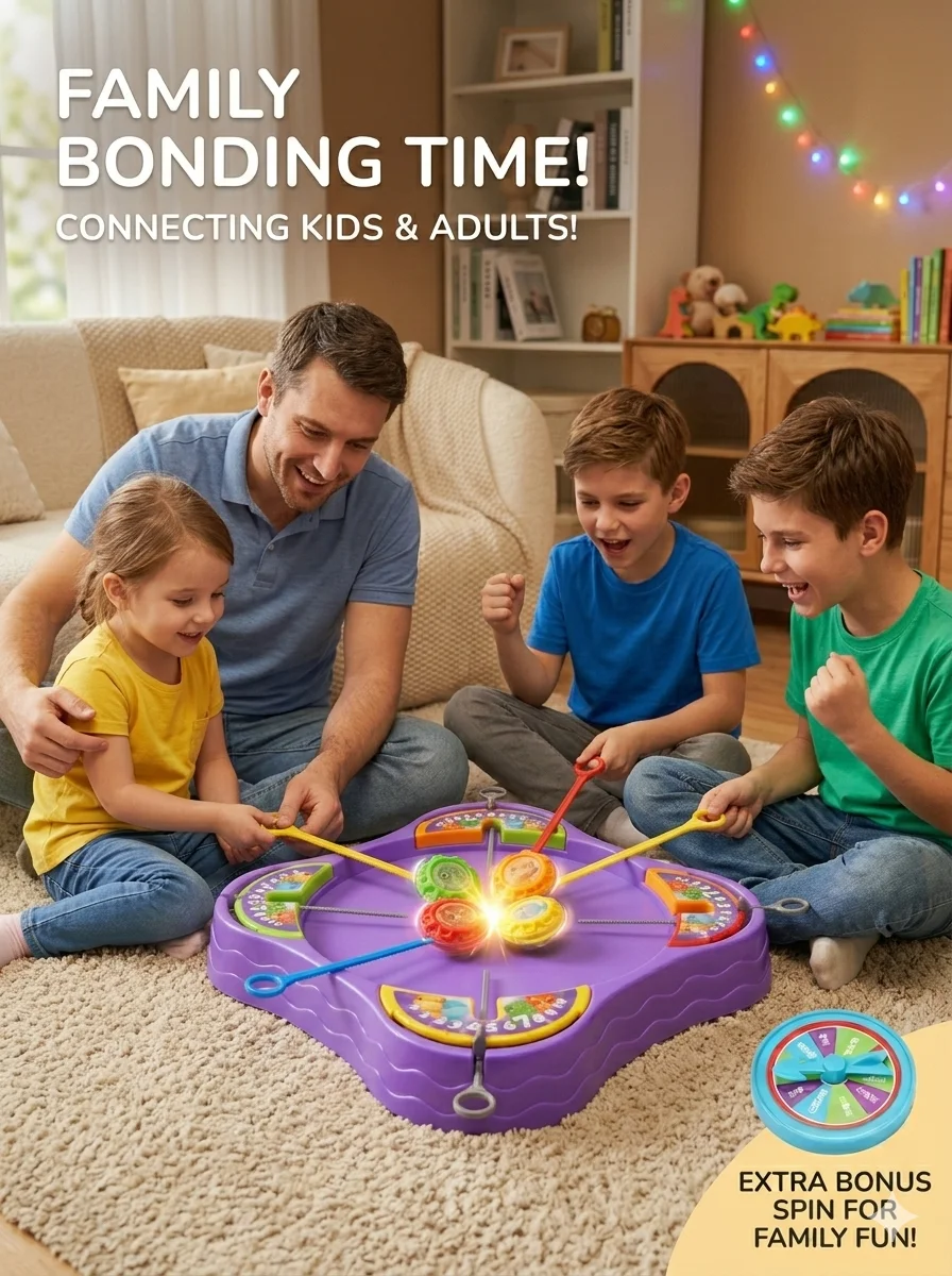 Multiplayer Spinning Top Battle Arena Game - Educational Interactive Launcher Toy for Kids 3+, Family Party Desktop Game