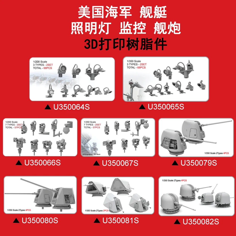 1-200-1-350-米海軍艦船照明監視砲-3d-プリントモデルキット