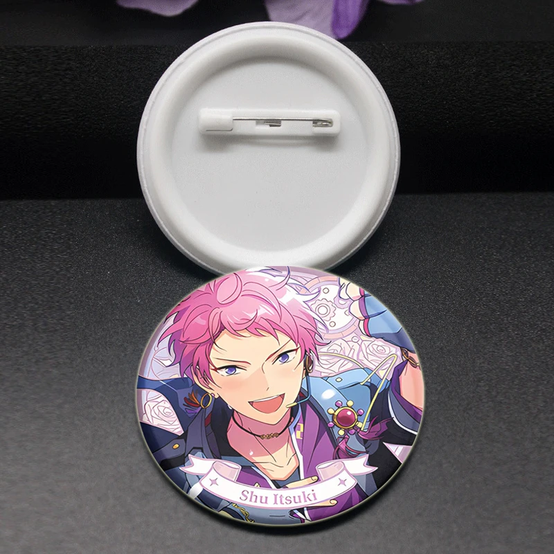 Round Cartoon Brooches for Backpack Cothes Accessories Anime Ensemble Stars Badge Decoration Idol Development Mobile Game Pins