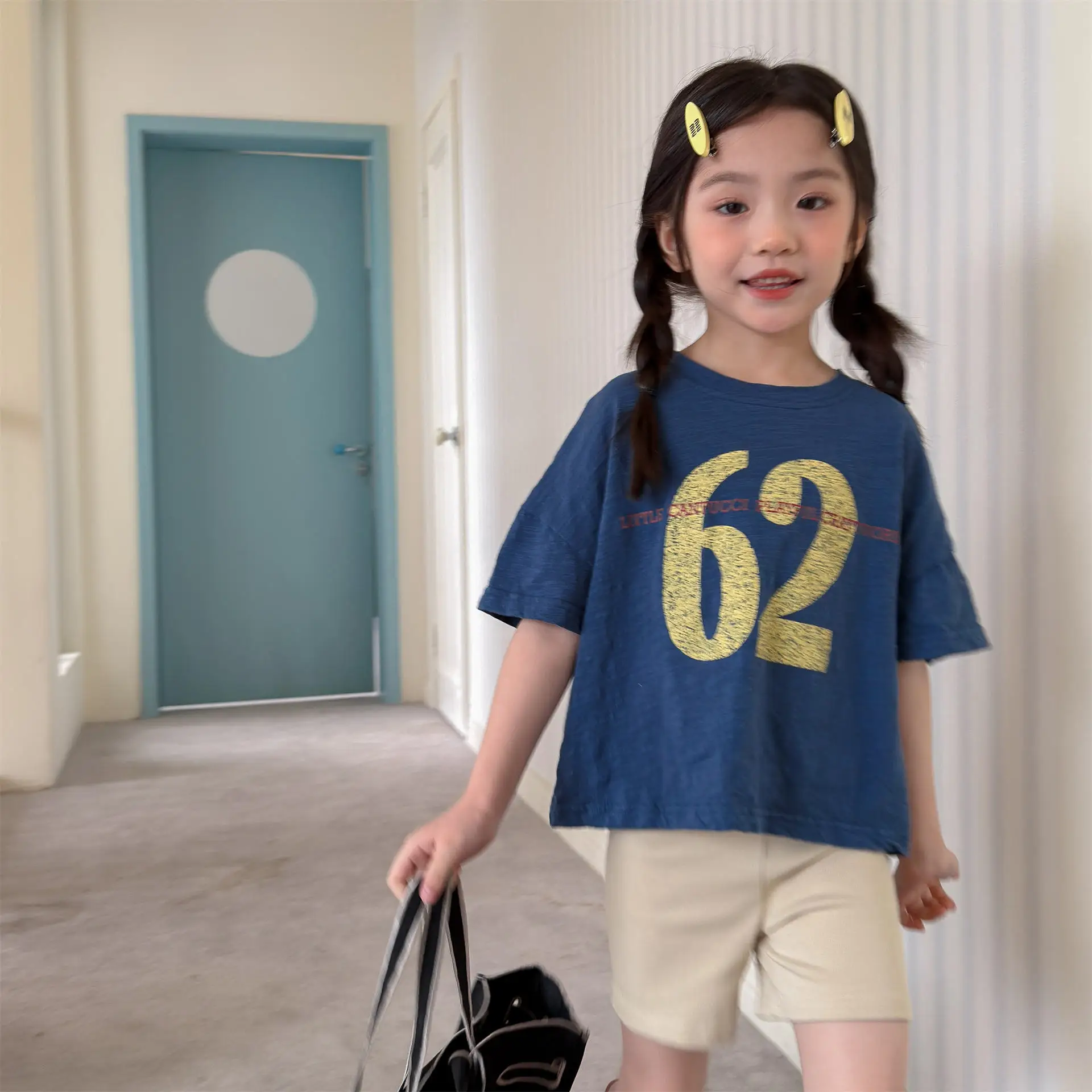 

2026 Summer New Children Short Sleeve T Shirts Cotton Boys Girls Letter Print Tee Toddler Thin Loose O-neck Tops Kids Clothes