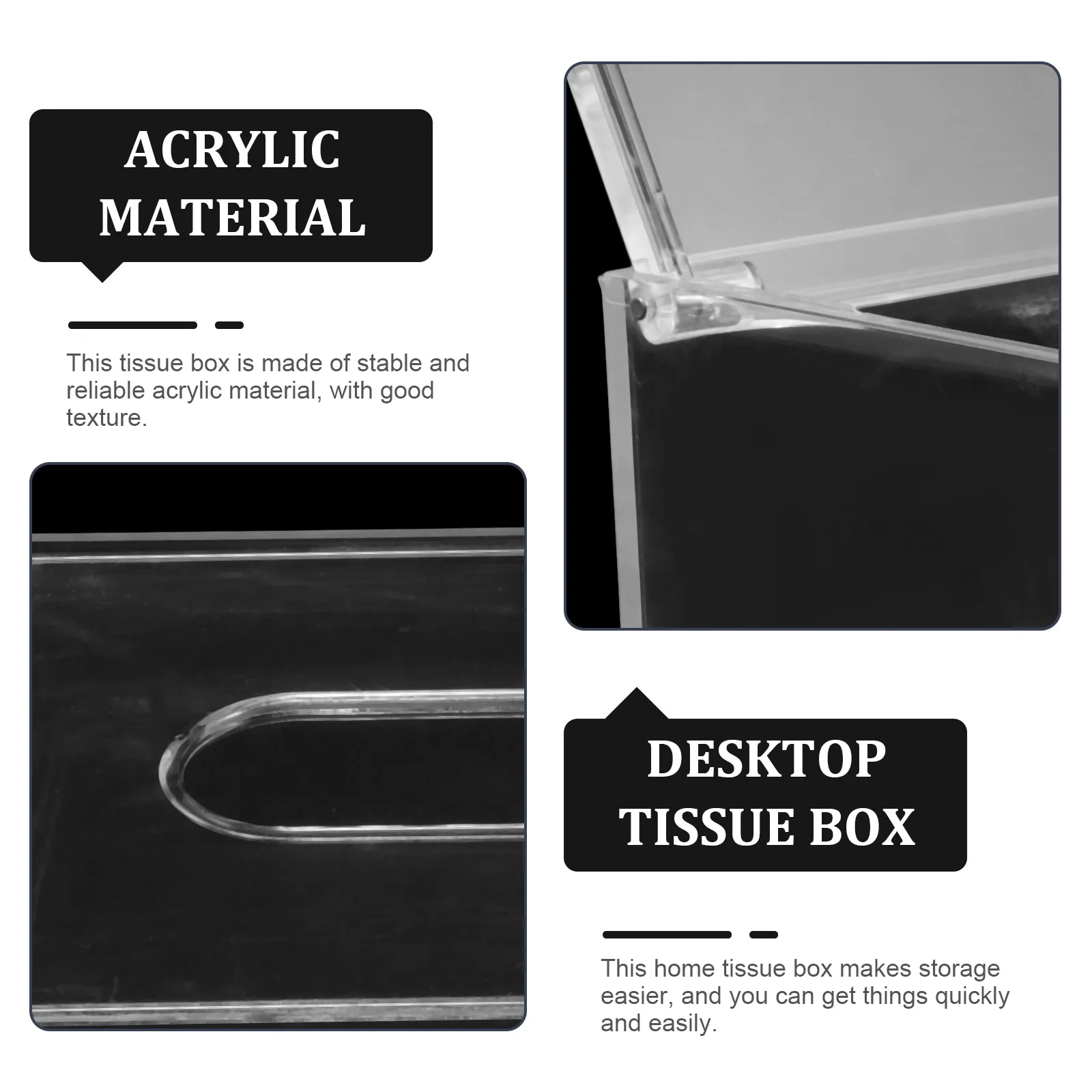 

Stylish Long Rectangle Box Clear Acrylic Storage Organizer For Home Office Car Hotel Desktop Tissue Dispenser Napkin