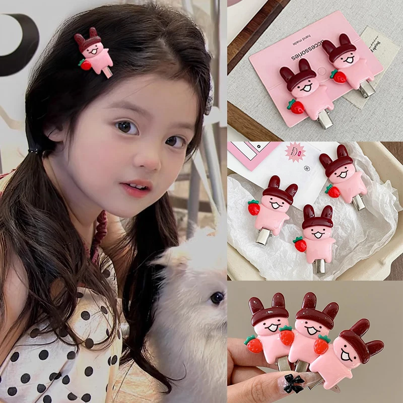 2pcs Cute Cartoon Rabbit Hair Side Clip Bunny Bangs Edge Hairpins Girls Sweet Hair Styling Tools Decoration Tools Gifts image 3
