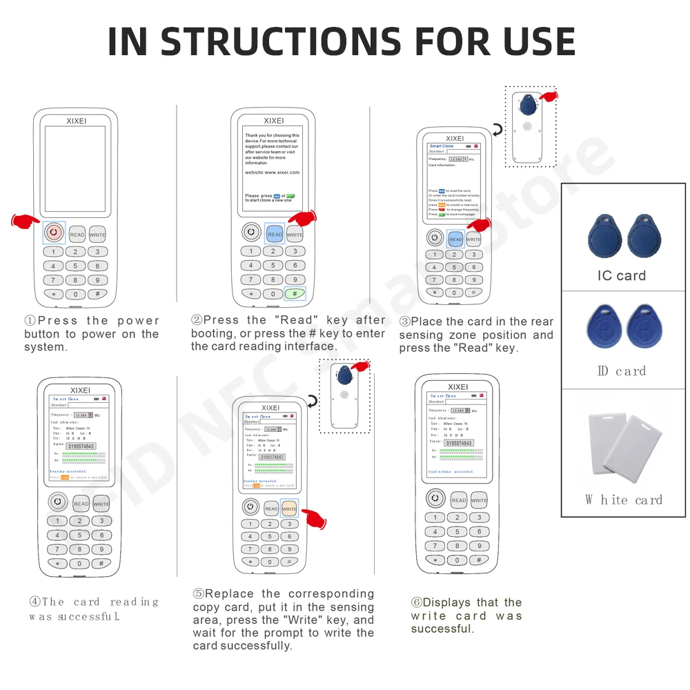 X7 Smart Card Reader RFID Key Clone Copier IC ID Token Copy Duplicator 125Khz Badge Writer 13.56Mhz NFC Tag Programmer