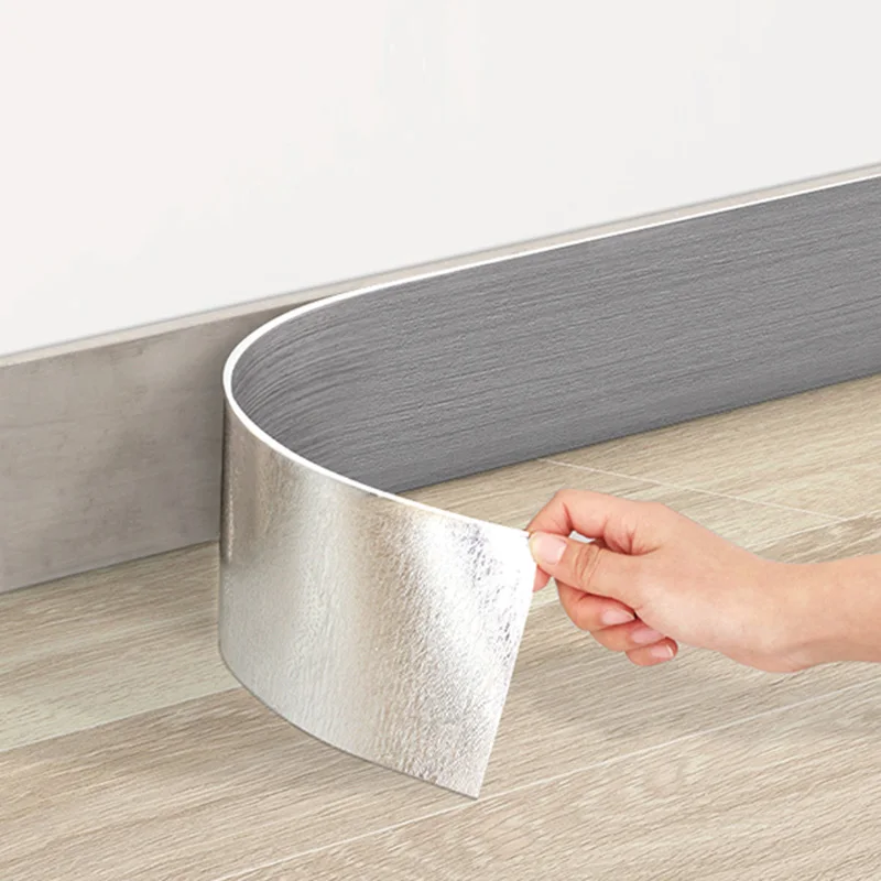 PVC Wood Grain Skirting Board Self-adhesive Wall Sticker Floor Line Bedroom Living Room Waterproof Moisture-proof Tile Sticker
