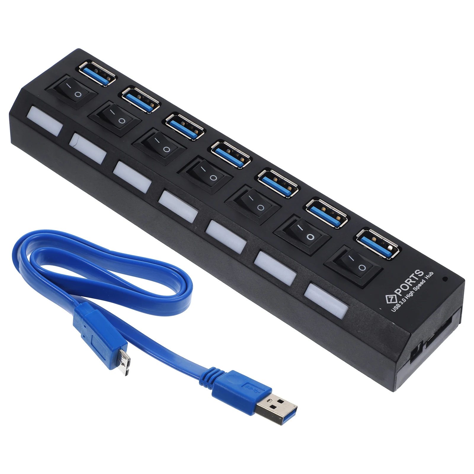 7-Port Powered 3.0 Hub High-Speed 5Gbps Compact Portable Usb Hub With Overload Protection Multi Usb Port Compatible For Laptop