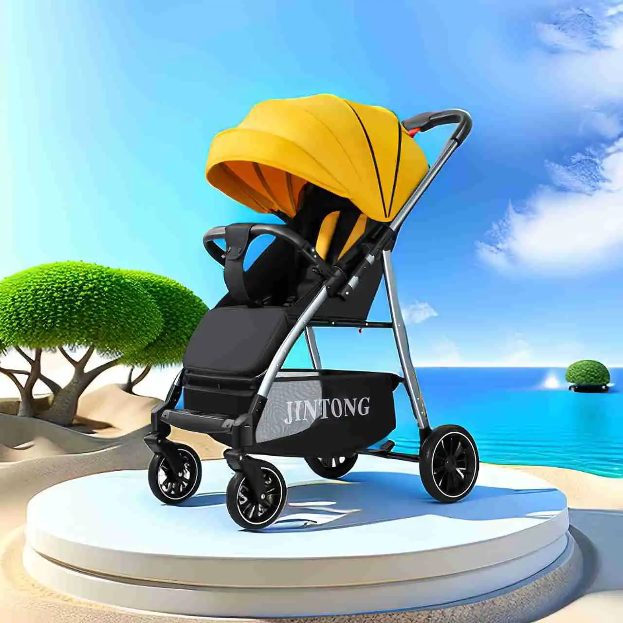 

Double Directional Baby Stroller Lightweight Portable Sitting Lying High Landscape Umbrella Stroller Baby Stroller