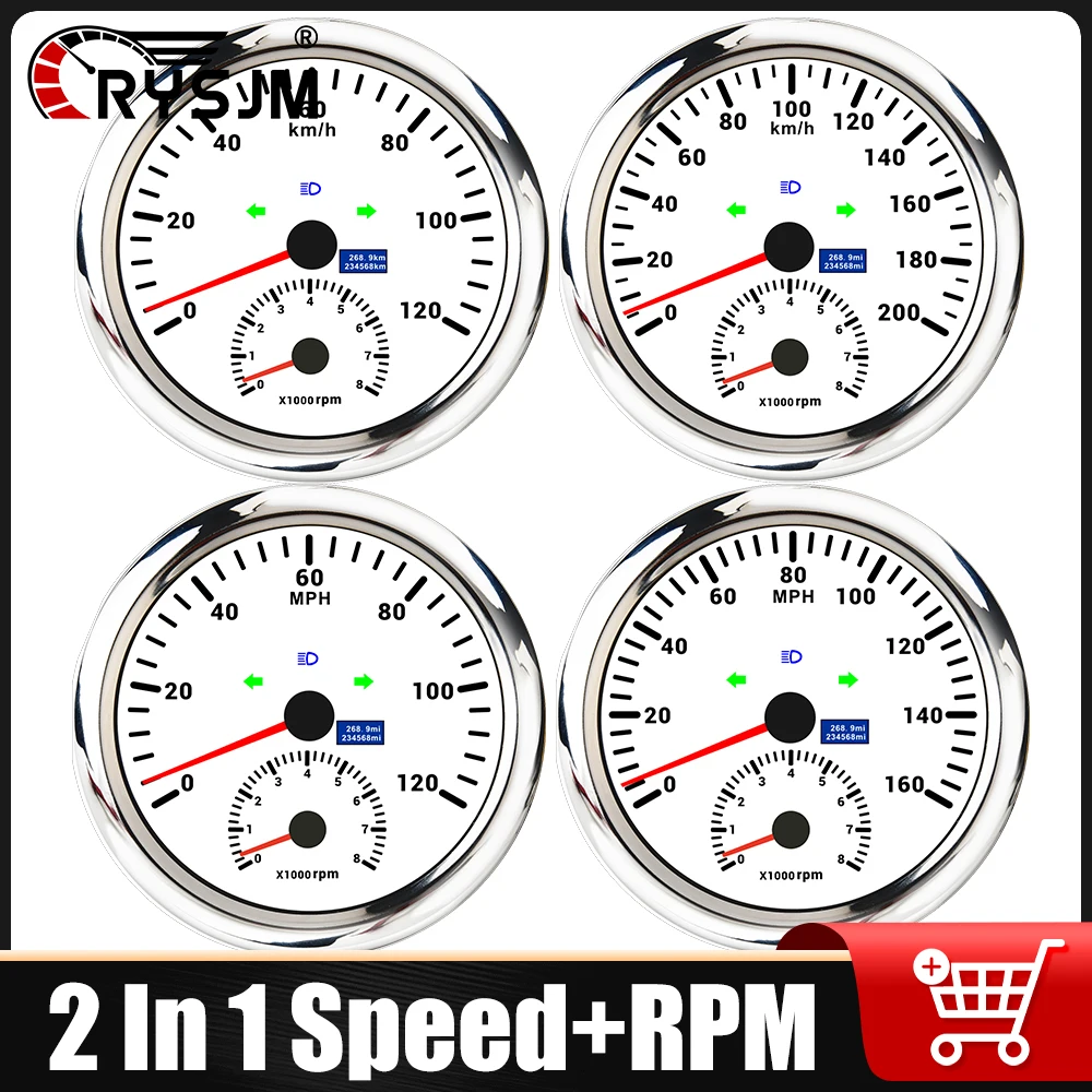 

110mm 12V24V Speedometer + Tachometer Digital Indicator Table Speed Gauge Waterproof Car Accessories For Marine Boat Car Yacht