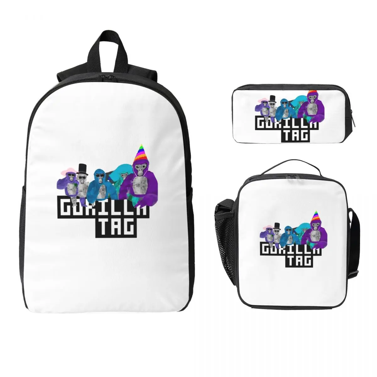 

Gorilla Tag Monkey Backpack Student Boys Girls BookBag School Bag Computer Shoulder Bags 3ps Insulated Lunch Bag Pencil Case
