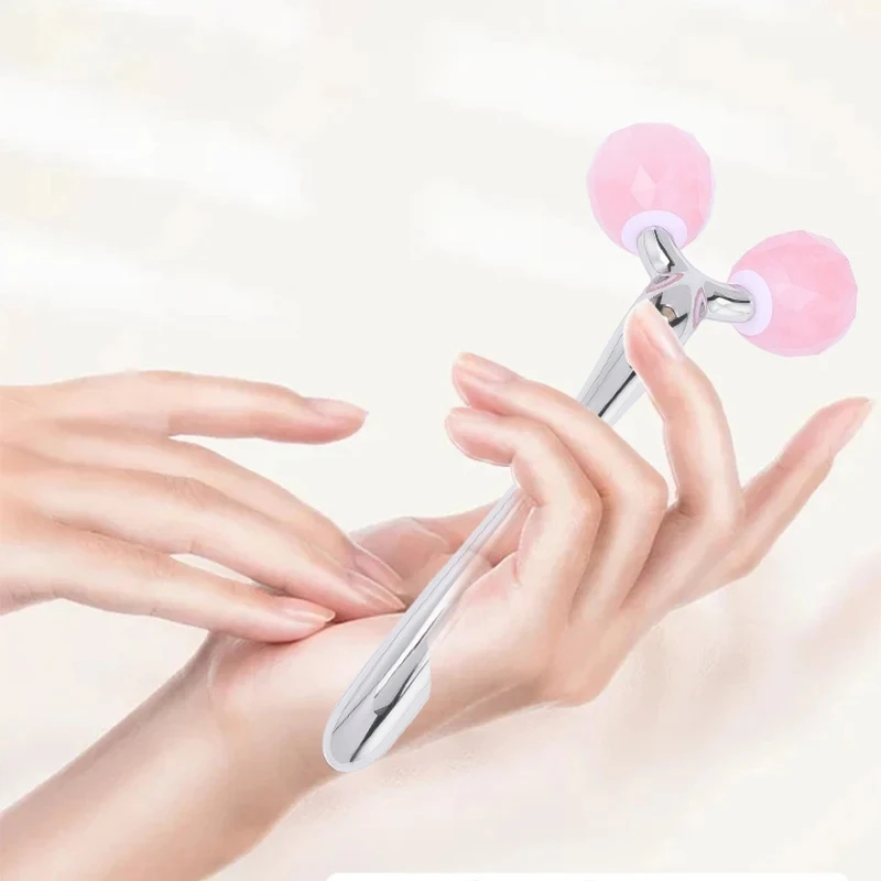 Rose Quartz Jade Roller Facial Massager 3D Massage Face Roller Face-lift Skin Care Tool Thin Face Chin Neck Body Wrinkle Remover - Image 5