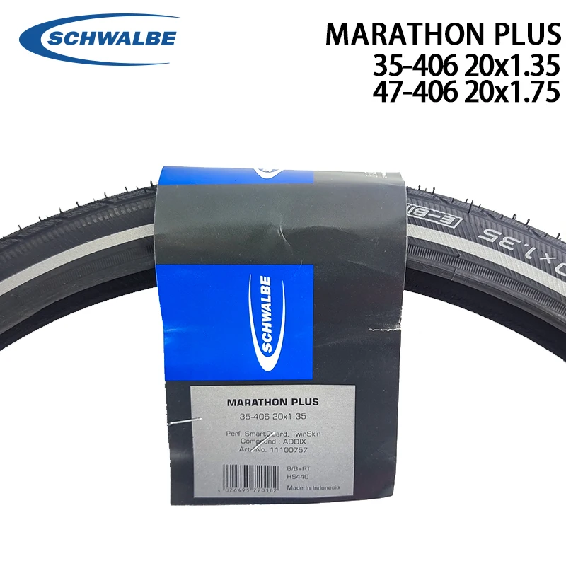 

SCHWALBE Marathon Plus 20 Inch 35-406 20x1.35 47-406 20x1.75 Folding Bicycle 7 Level SmartGuard Black Reflex Tires Cycling Parts