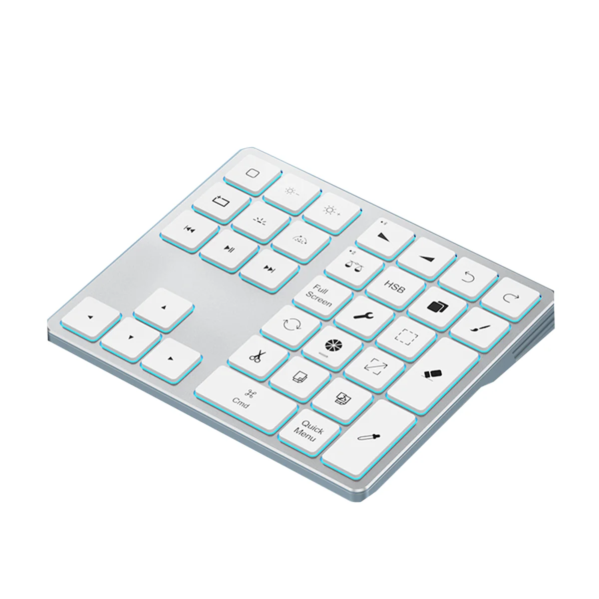 لوحة مفاتيح بلوتوث مع لوحة أرقام Procreate بإضاءة خلفية قابلة لإعادة الشحن، اختصارات رسم لوحة المفاتيح لأجهزة iPad Graphic Tablets-B