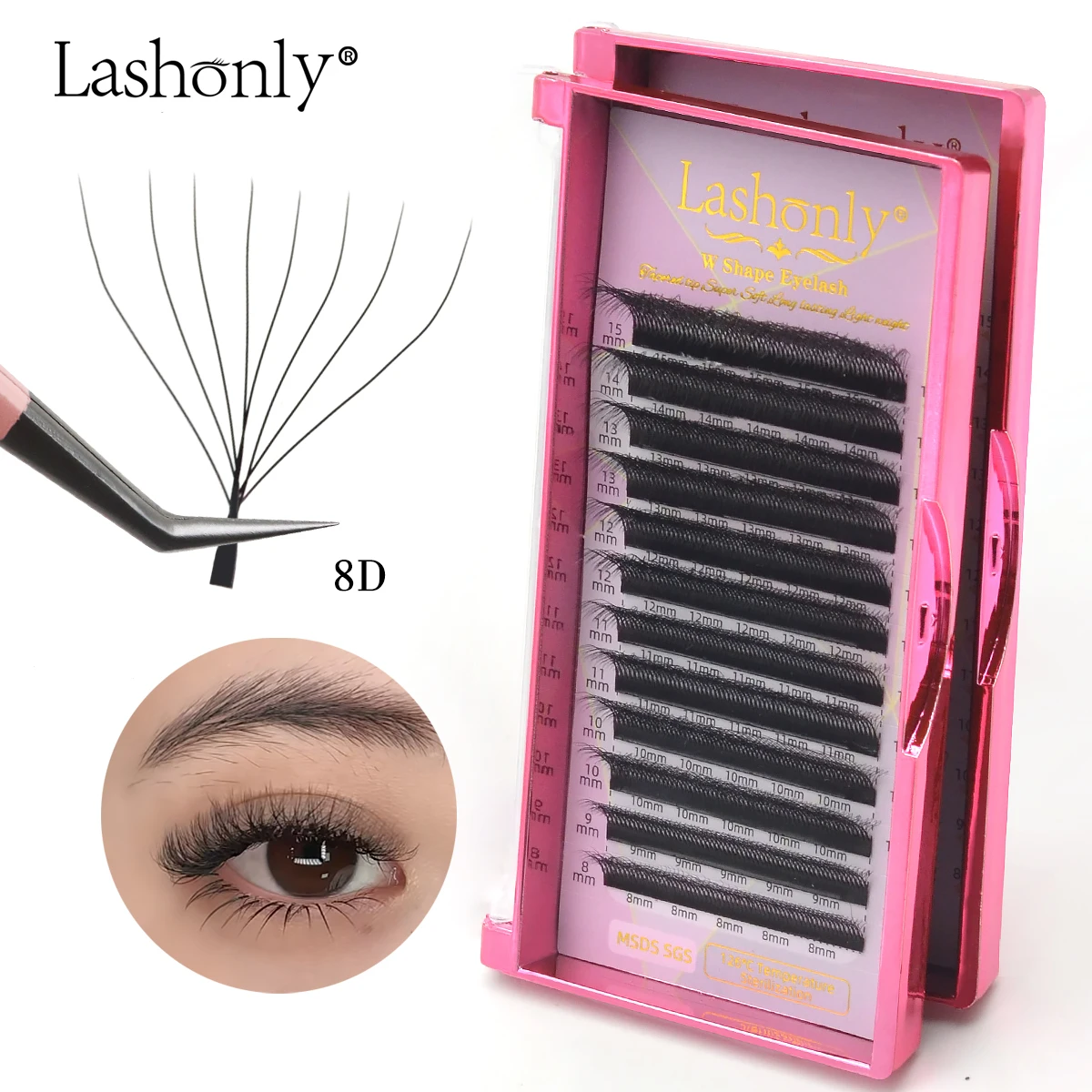 Lashonly 8D W Premade Volume Fans Eyelash Extension Automatic Flowering Shape Individual Lashes Full Dense For Grafting Eyelash