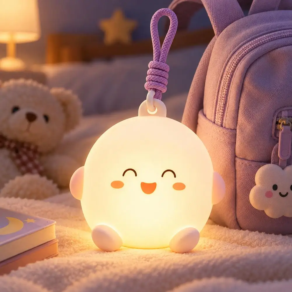 Portable Silicone Night Light Tap Control Rechargeable Hanging Mini Lamp 3 Level Breathing AutoOff Timer Bedroom