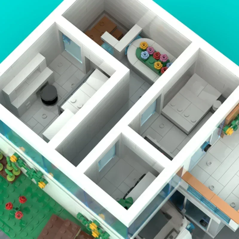 Moc Baustein Moderne Familie Haus Modell Technologie Ziegel DIY Montage Modulare Stadt Street View Spielzeug Für Urlaub Geschenke
