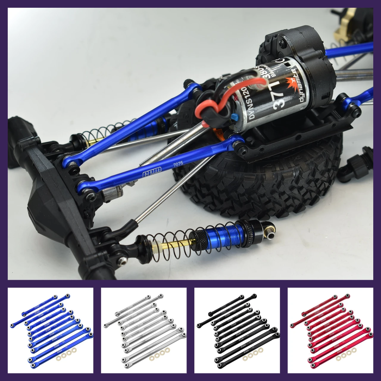

GPM Aluminum 7075 F & R Chassis Link Parts Tree + Front Steering Link rod AXIAL UTB18