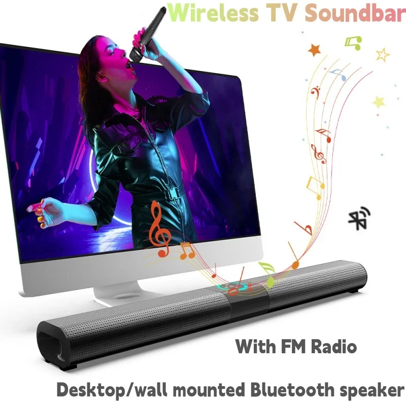 BS-20 HIFI TV Soundbar Outdoor Portable Bocinas Bluetooth Wireless Home Theater Music Center Wall Mounted Caixa De Som FM RGB TF