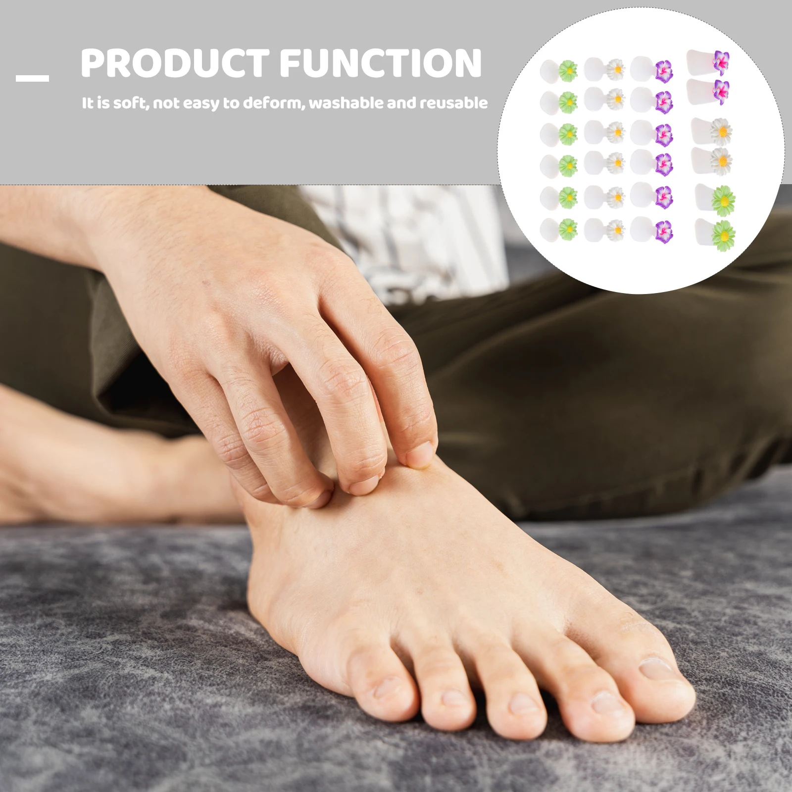

24Pcs Toe Separator Nail Art Silicone Pedicure Separator Flower Design Comfortable Reusable Toe Spacers Manicure Tool