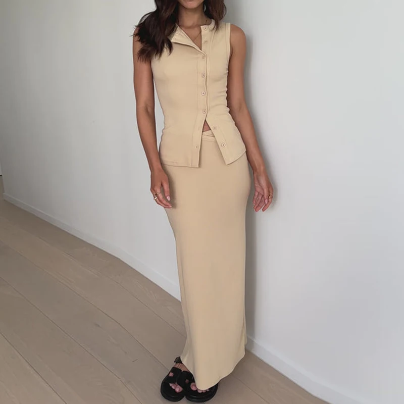 Casual Button Up Sleeveless Tank Tops Rib Knitted Slim Fit Vest Women Summer Fashion Basic Clothes Female Going Out Crop Tops