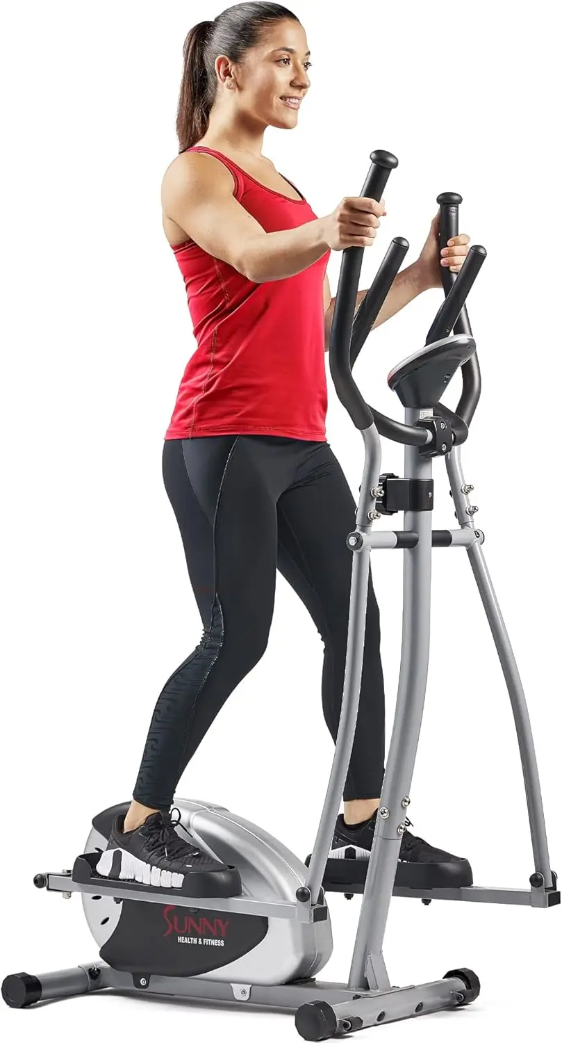 

Sunny Health & Fitness Legacy Stepping Elliptical Machine, Total Body Cross Trainer, Low Impact Exercise Equipment with Optional