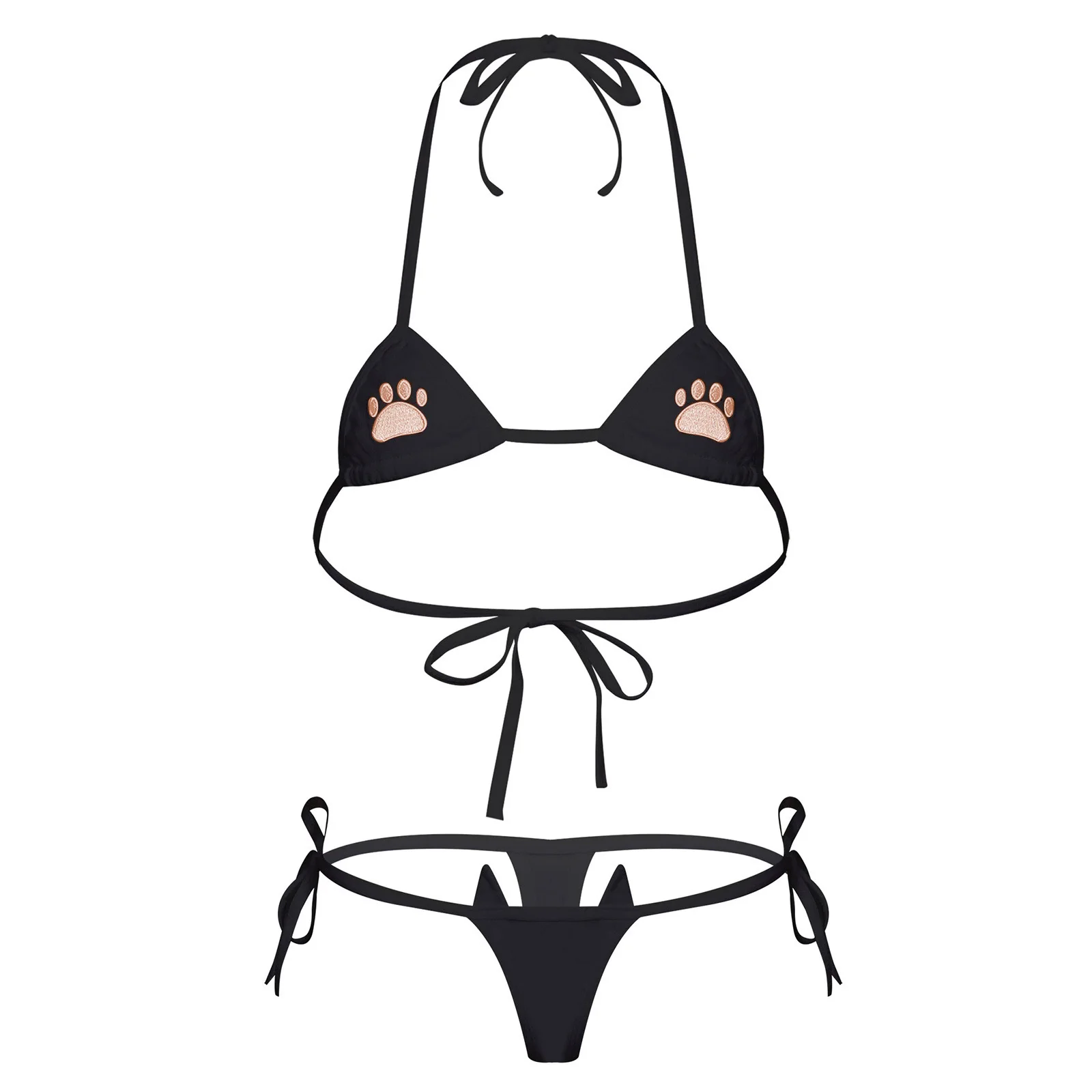 

Sexy Lingerie Bra Set Womens Anime Cosplay Lingerie Cartoon Cat Paw Embroidered 2pcs Bikini Outfit Swimsuit Swimwear Bra Panties