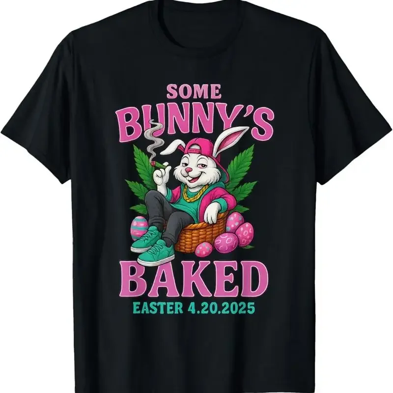 

Some Bunny Baked Easter 420 Funny Weed Graphic T-Shirt Men's Cotton Crewneck Tee