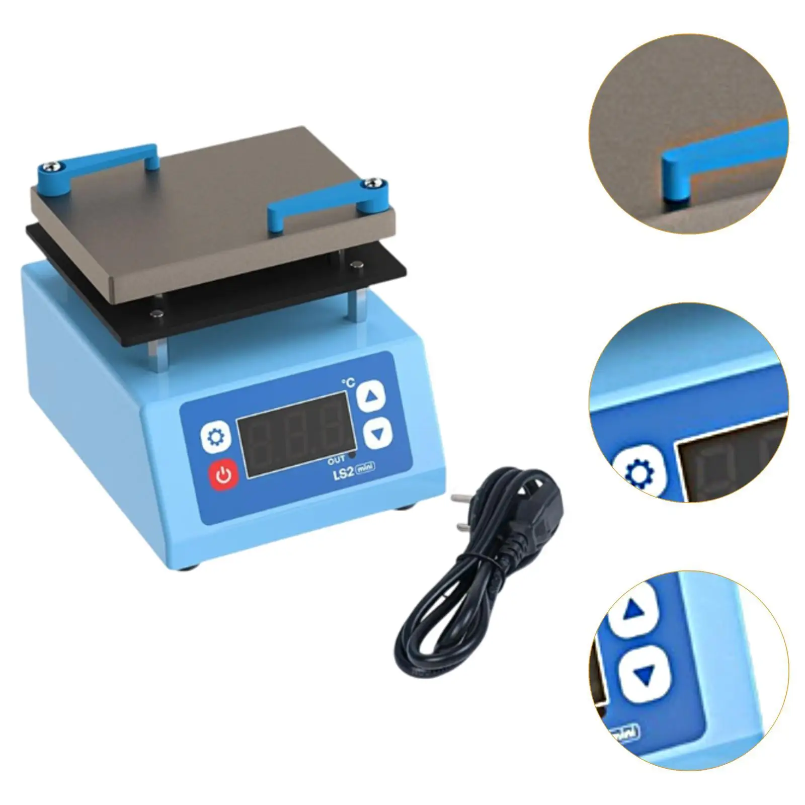Plaque chauffante électrique pour l'entretien du téléphone, prise ue 220V, pieds antidérapants robustes et polyvalents, 160W, 3.9x4.7x4 pouces, plage 0-260 ° C