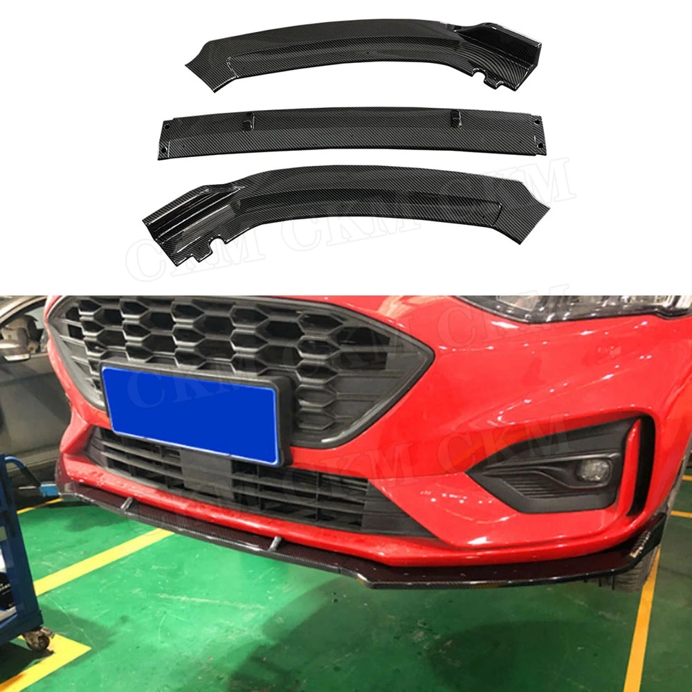 

CKMUUER 3 PCS Front Bumper Lip Spoiler Splitters For Ford Focus 2019+ Head Chin Shovel Lip Protector Car Styling Body Kits
