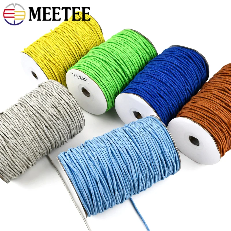10/20/30M 3mm Reflective Elastic Rope Flexible Round Bungee Cord for Running Sneaker Replacement Shoelace DIY Shoe Repair Kit