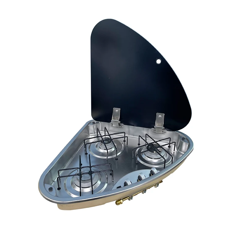 

JDA 3 Burner RV Gas Stove Stainless Steel Camper Caravan Boat Corner Gas Cooktop With Tempered Glass Cover