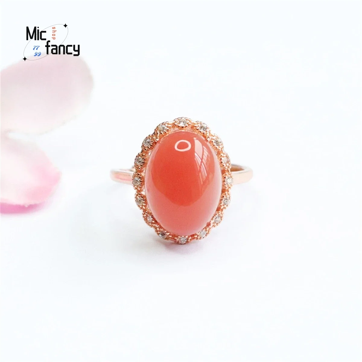 

Natural S925 Silver Inlaid Yanyuan Agate Pigeon Egg Ring Simple Generous Personality Exquisite Lady Couple Eternity Fine Jewelry