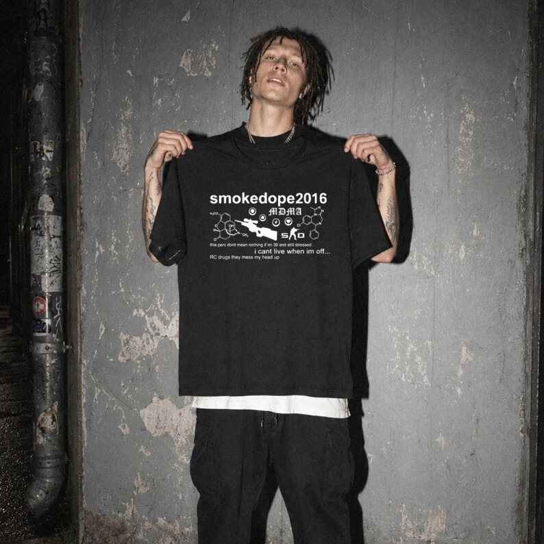 Smokedope 2016 Merch Tee the Comedown Tour Underground Rap Shirt Y2K Grunge Streetwear Men Women Harajuku Y2K Summer Tee Tops