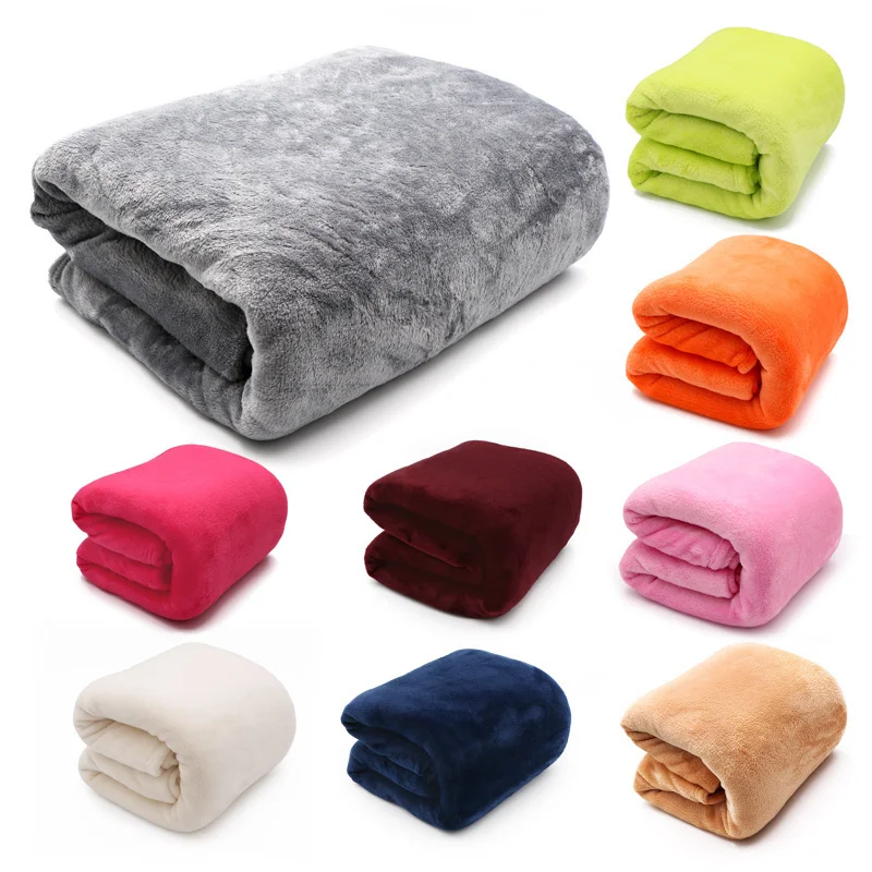 

Soft Warm Coral Fleece Flannel Throw Blankets For Beds Faux Fur Mink Solid Color Sofa Cover Bedspread Winter Plush Wool Blanket