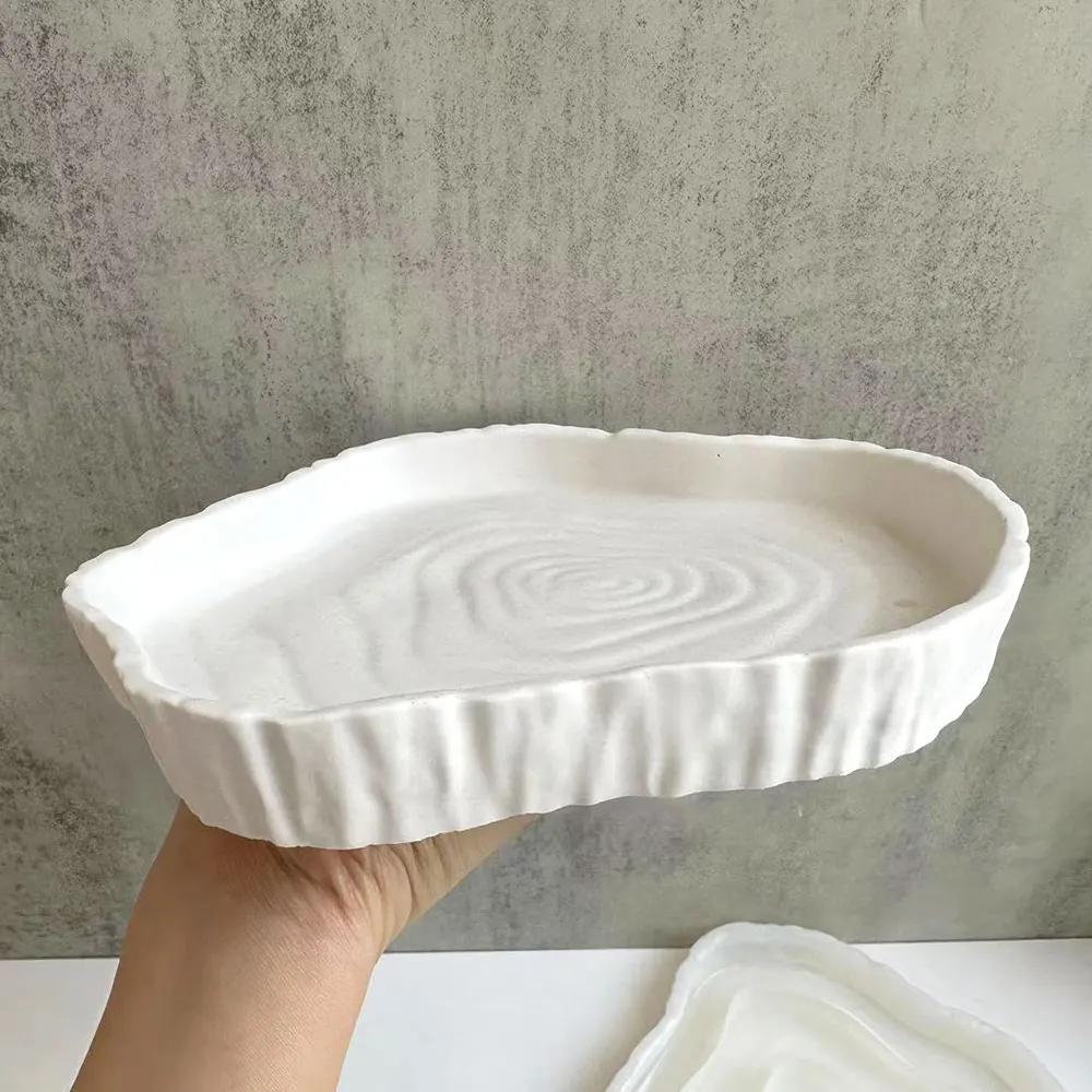 For Fun Wings Love Tray Silicone Mold DIY Tree Stump Dish Concrete Cement Plaster Resin Mold Storage Tray Plate Mould Home Decor