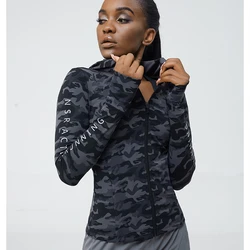 Outdoor Sports Camouflage Hoodies Womens Running Jacket Zipper Cycling Long Sleeve Coat Sun Protection Cold-proof Windproof