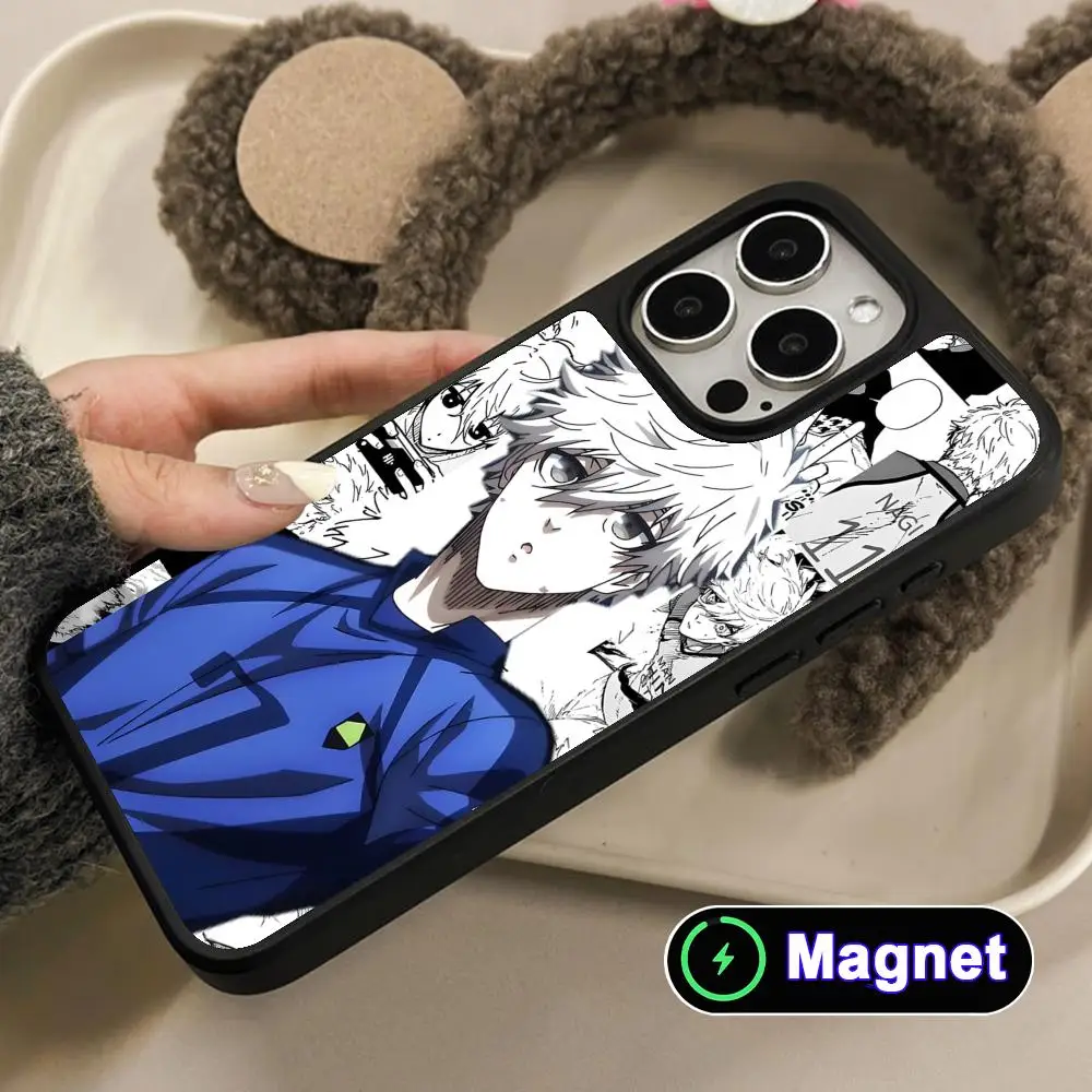 

Blue Lock Nagi Seishiro Phone Case for iPhone 17 16 15 14 13 12 11 Air Pro Max Plus Matte Surface Magnet Cover
