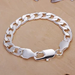 925 Sterling Silver Jewelry 6MM-12MM Bracelet Men Women Chain LINK Noble Solid Jewelry Wedding Party Gifts Stamped