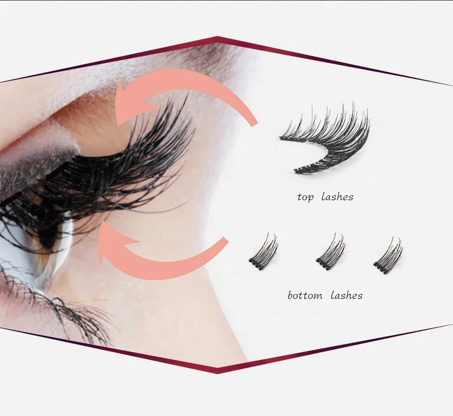 3D แม่เหล็กขนตาปลอม 2/3 แม่เหล็กธรรมชาตินุ่ม Handmade 8 ชิ้นปลอม Mink Lashes แต่งหน้าชุด