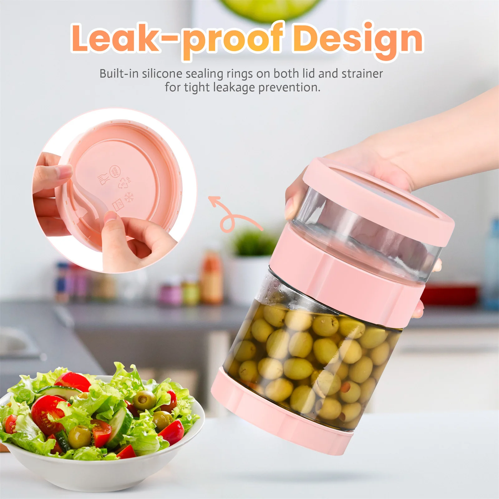 

22cm Glass Storage Jar Kitchen Sealed Organizer Bottle For Grain Pickled Vegetables Cucumbers Dry-wet Separation Storage Jar