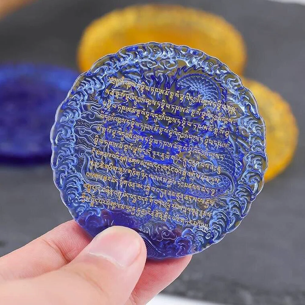 Drachenkönig Kristallglas Kunsthandwerk Ornament Sanskrit-Schriftzeichen Buddhistische Meditation Segen für Frieden Glück Feng Shui Heimdekoration – Detail 3