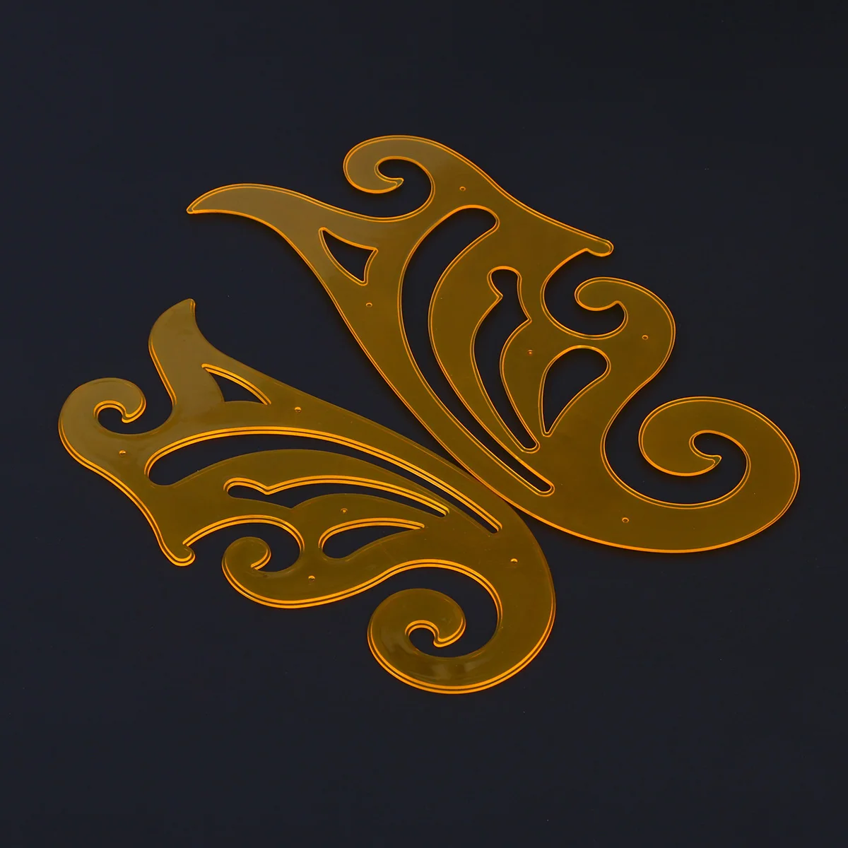 6pcs Drawing Template Ruler Set Transparent Orange Plastic Measuring Tool Design Formwork Architecture Drafting Classroom Use